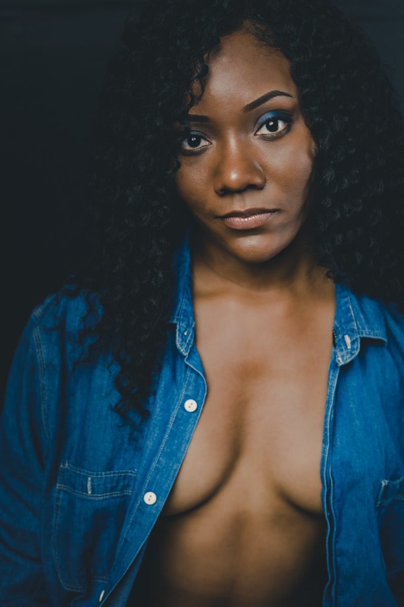 JW Intimates boudoir denim button up dark skin